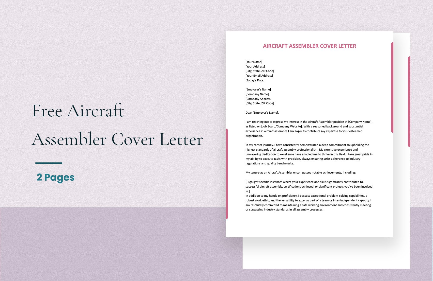 Aircraft Assembler Cover Letter in Word, Google Docs