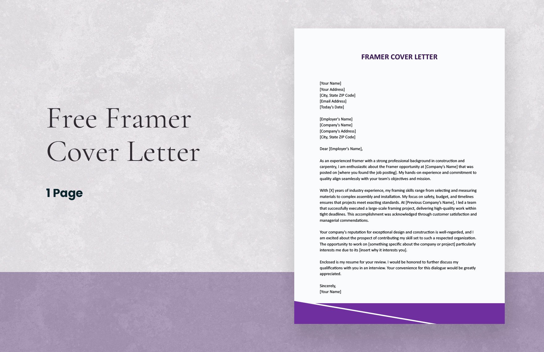 Framer Cover Letter in Word, Google Docs