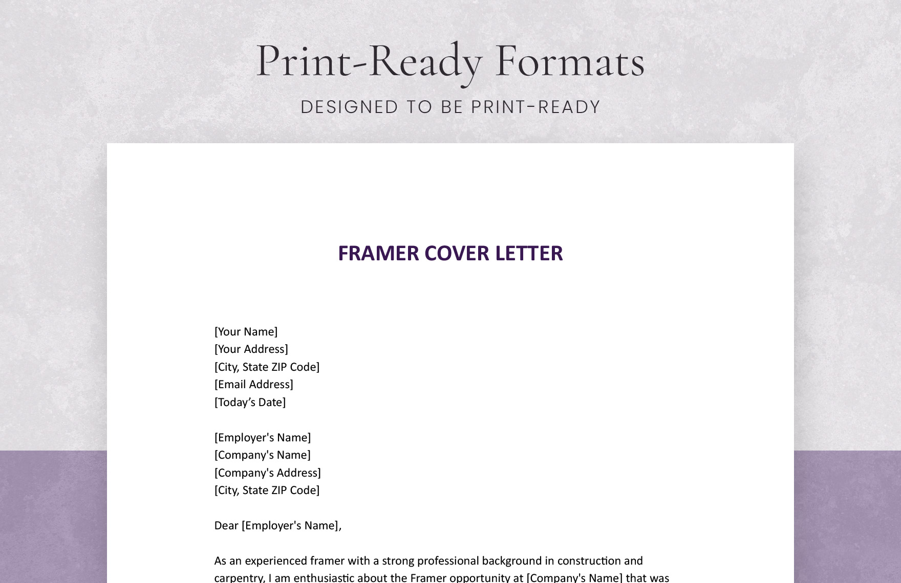 Framer Cover Letter