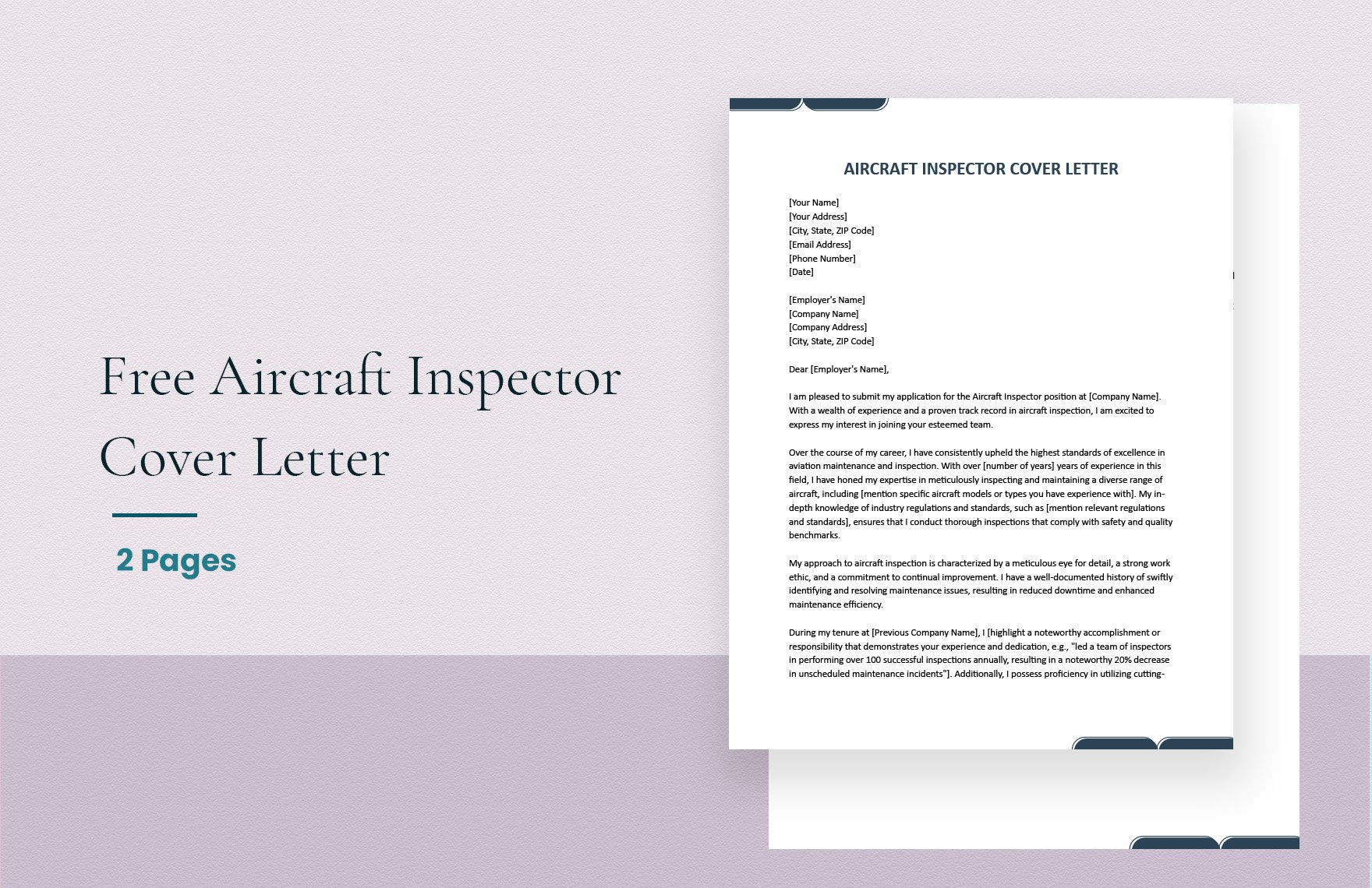 Aircraft Inspector Cover Letter in Word, Google Docs