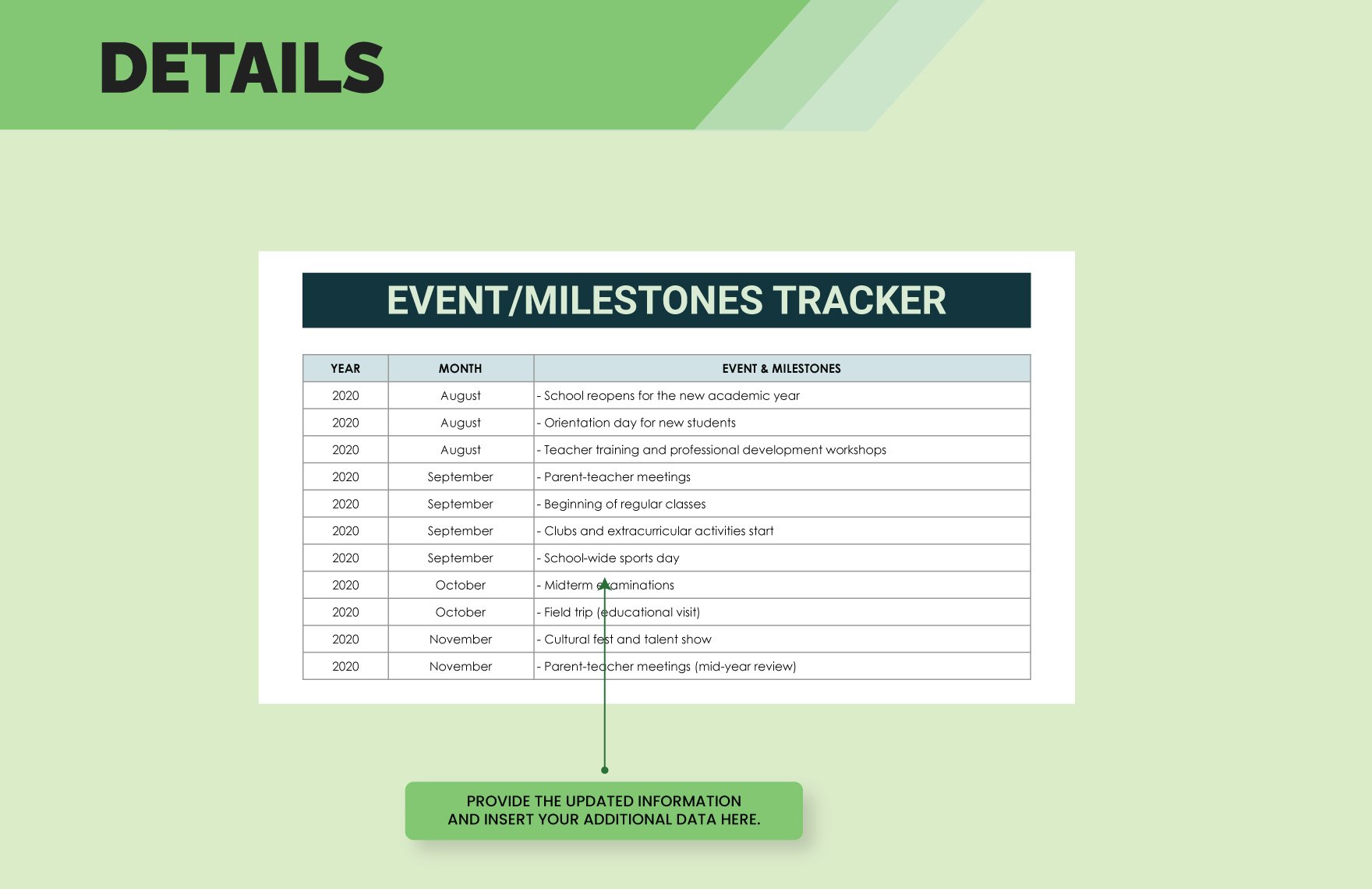 School Timeline Template