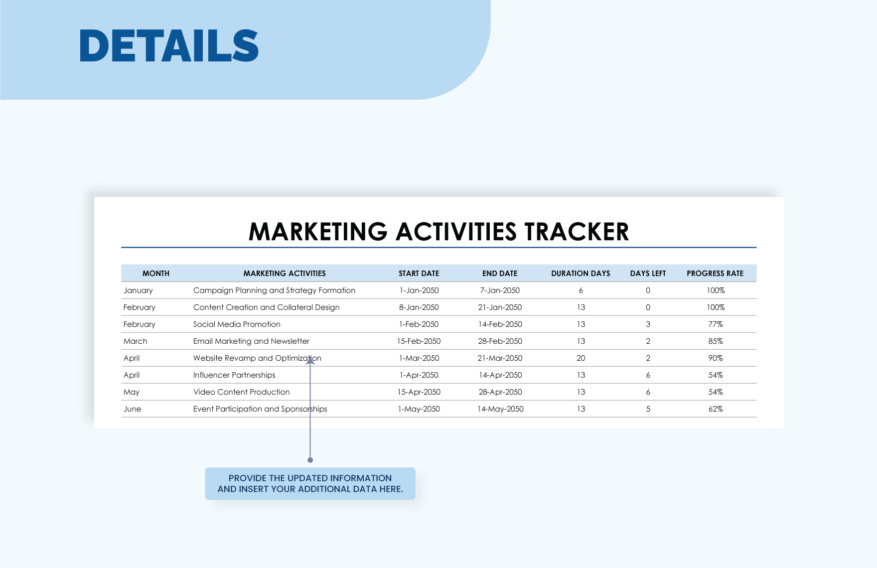 Marketing Timeline Template