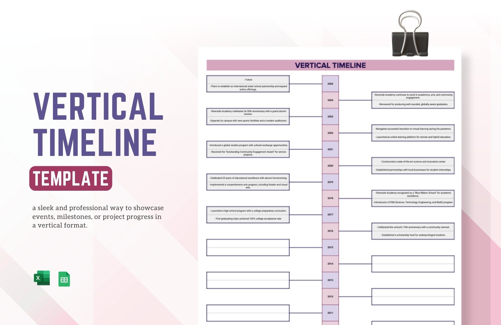 Free Vertical Timeline Template in Excel, Google Sheets