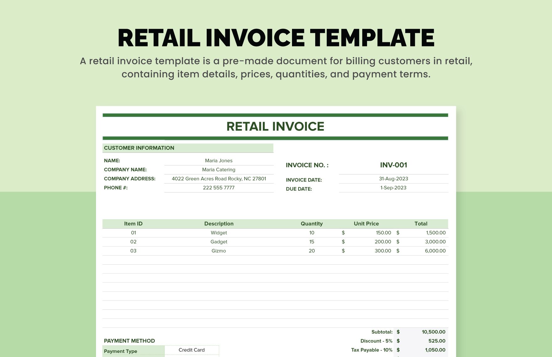 Retail Invoice Template