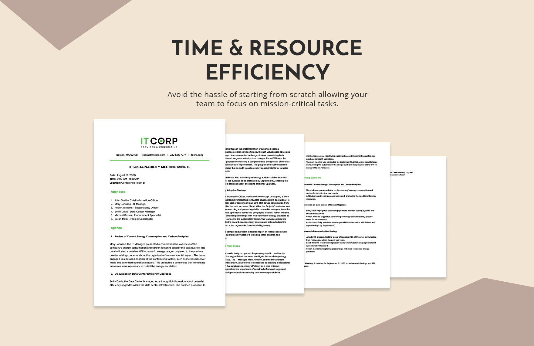 IT Sustainability Meeting Minute Template
