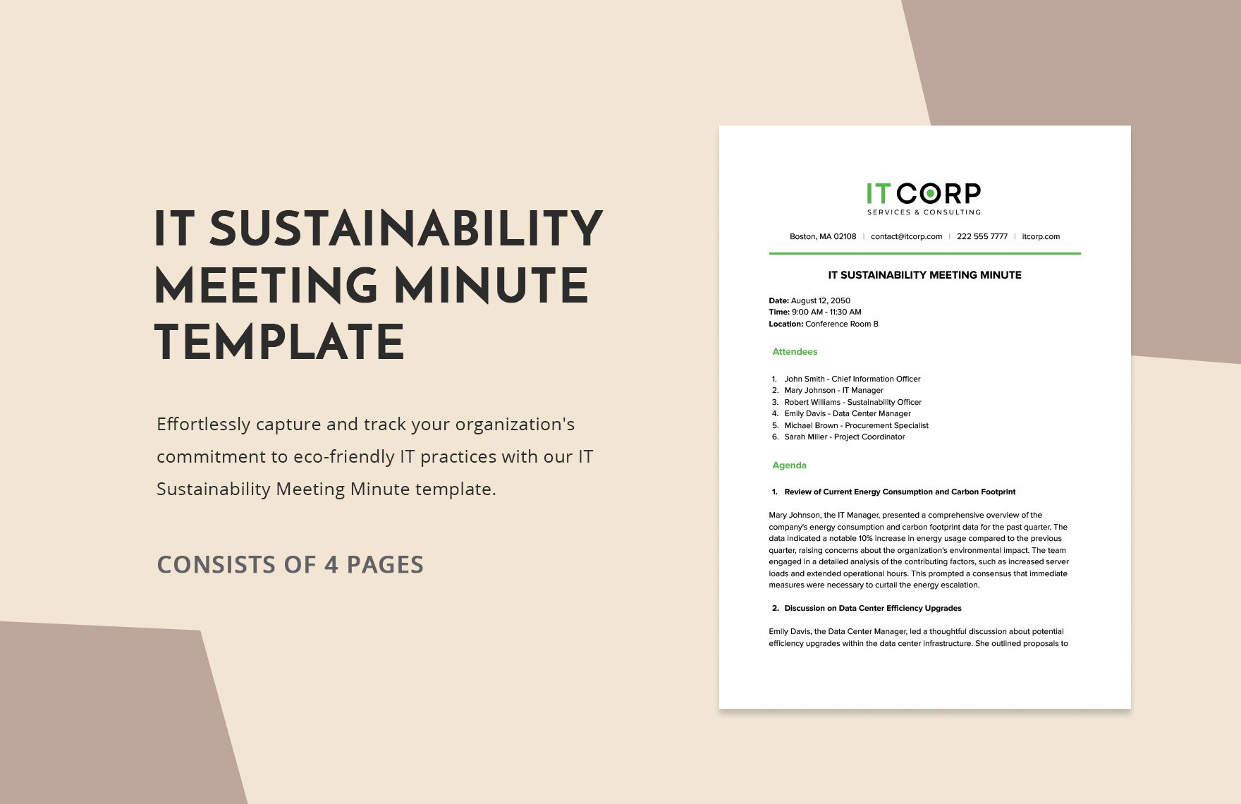 IT Sustainability Meeting Minute Template