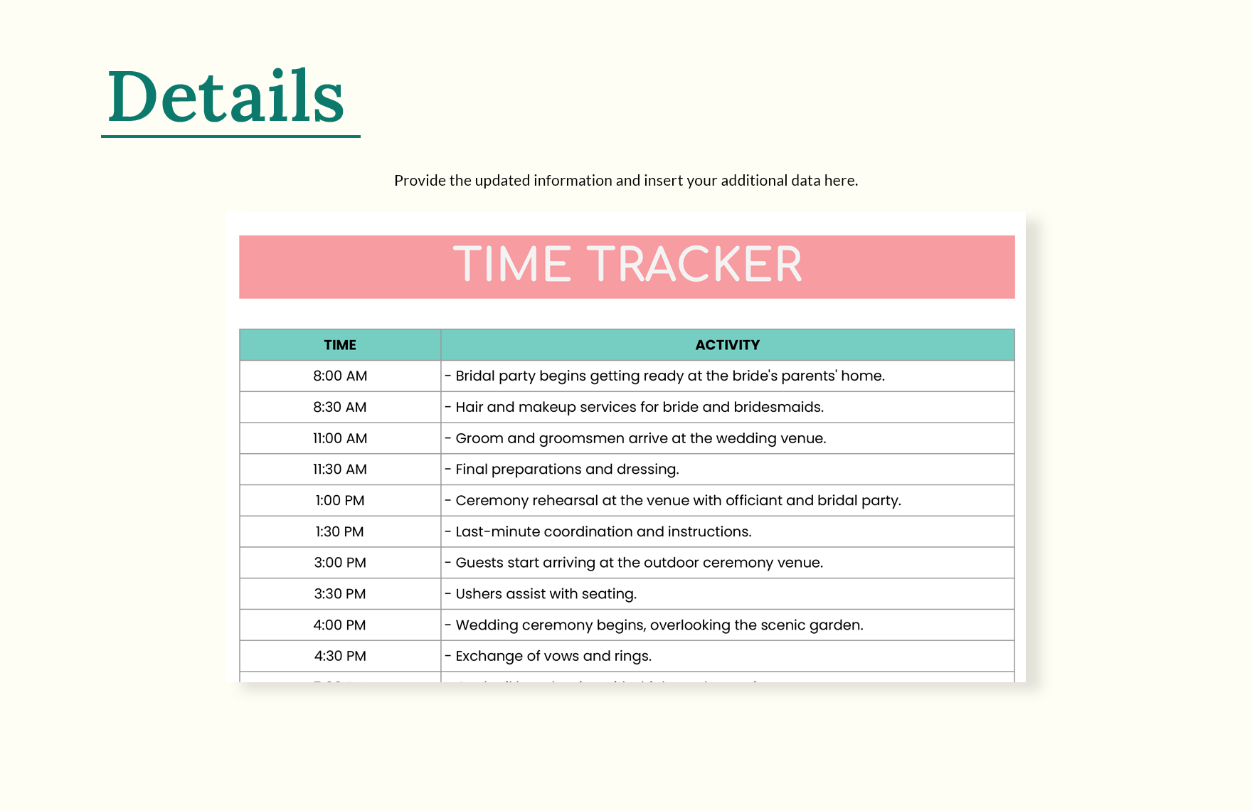 Event Timeline Template