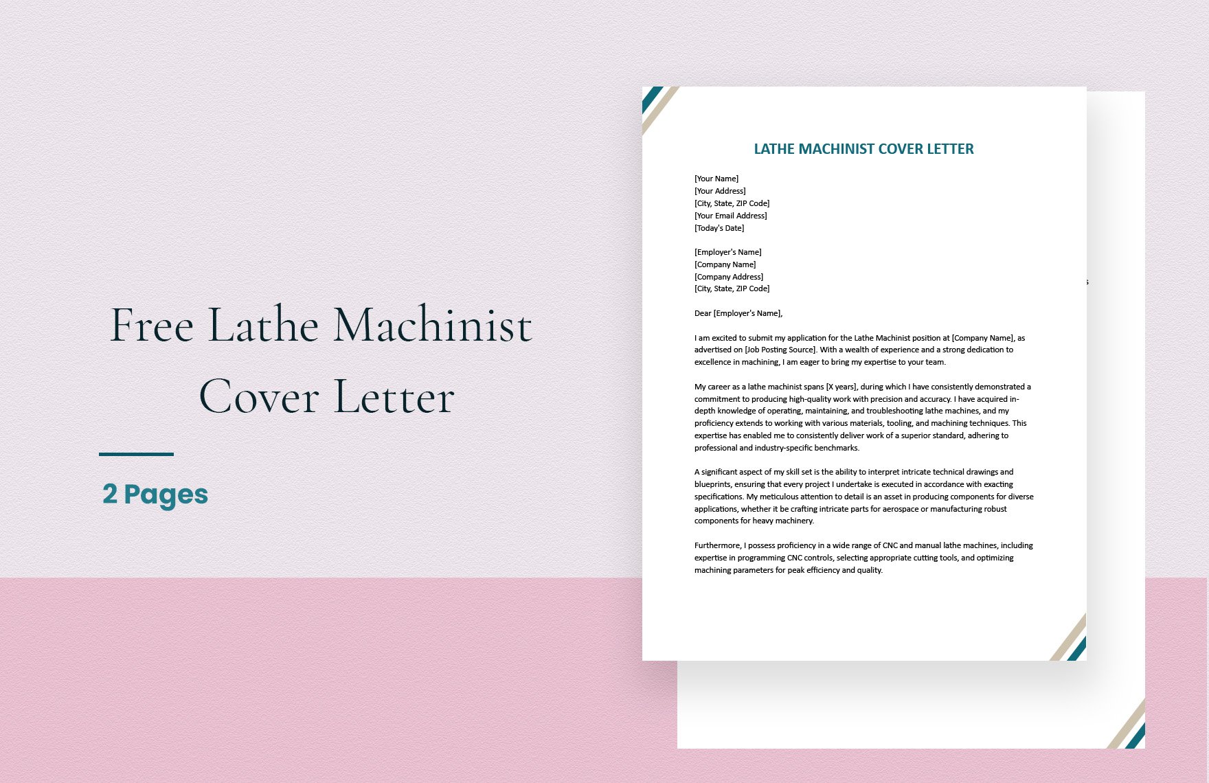 Lathe Machinist Cover Letter in Word, Google Docs