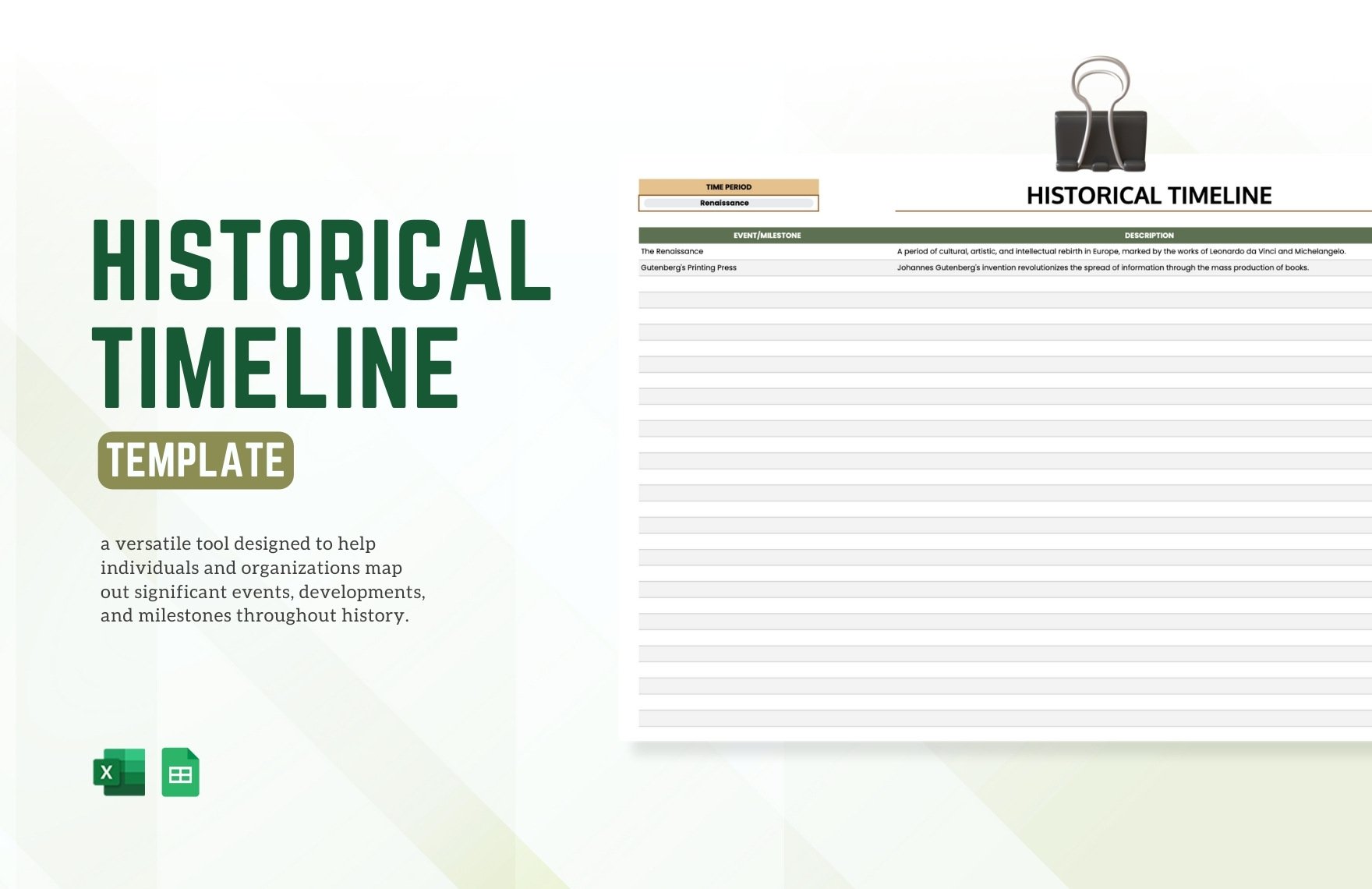 Historical Timeline Template in Excel, Google Sheets