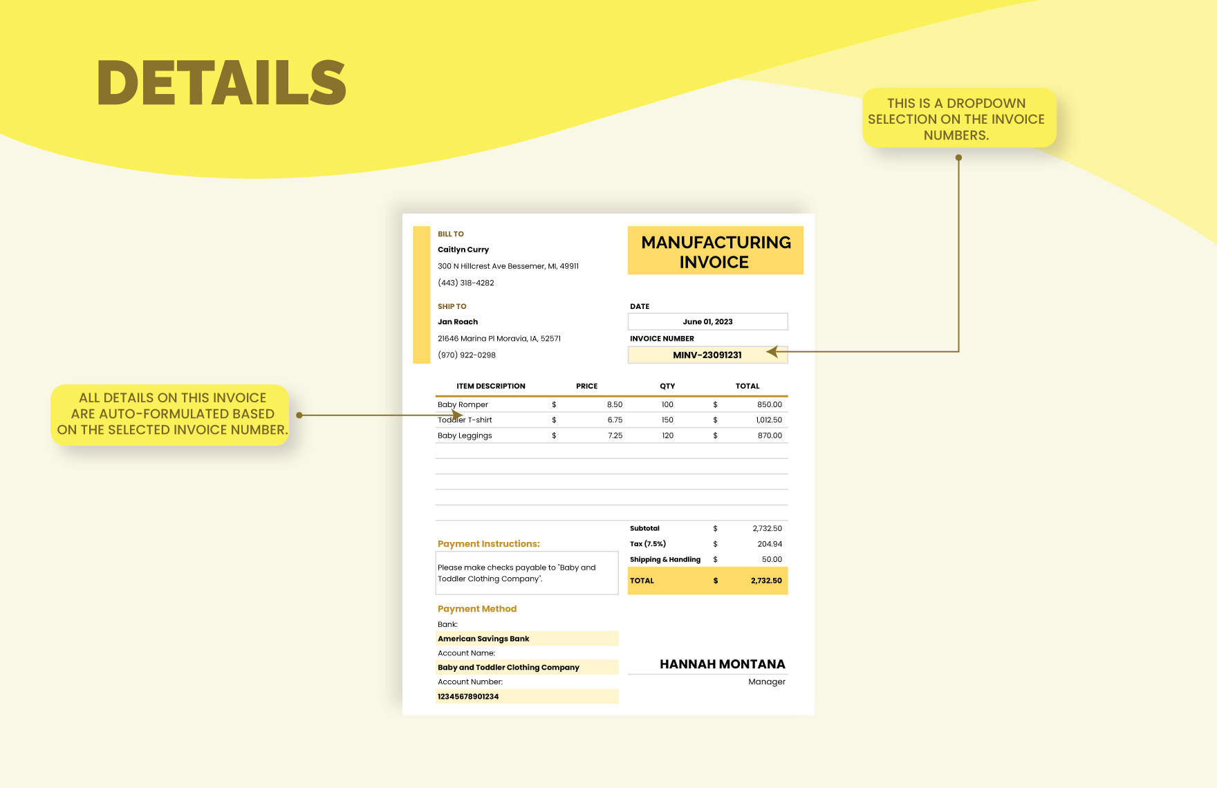 Manufacturing Invoice Template