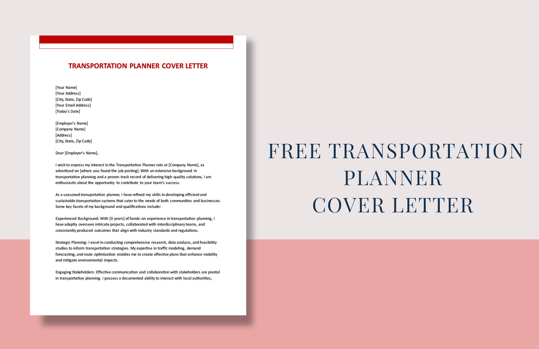 Transportation Planner Cover Letter in Word, Google Docs, PDF