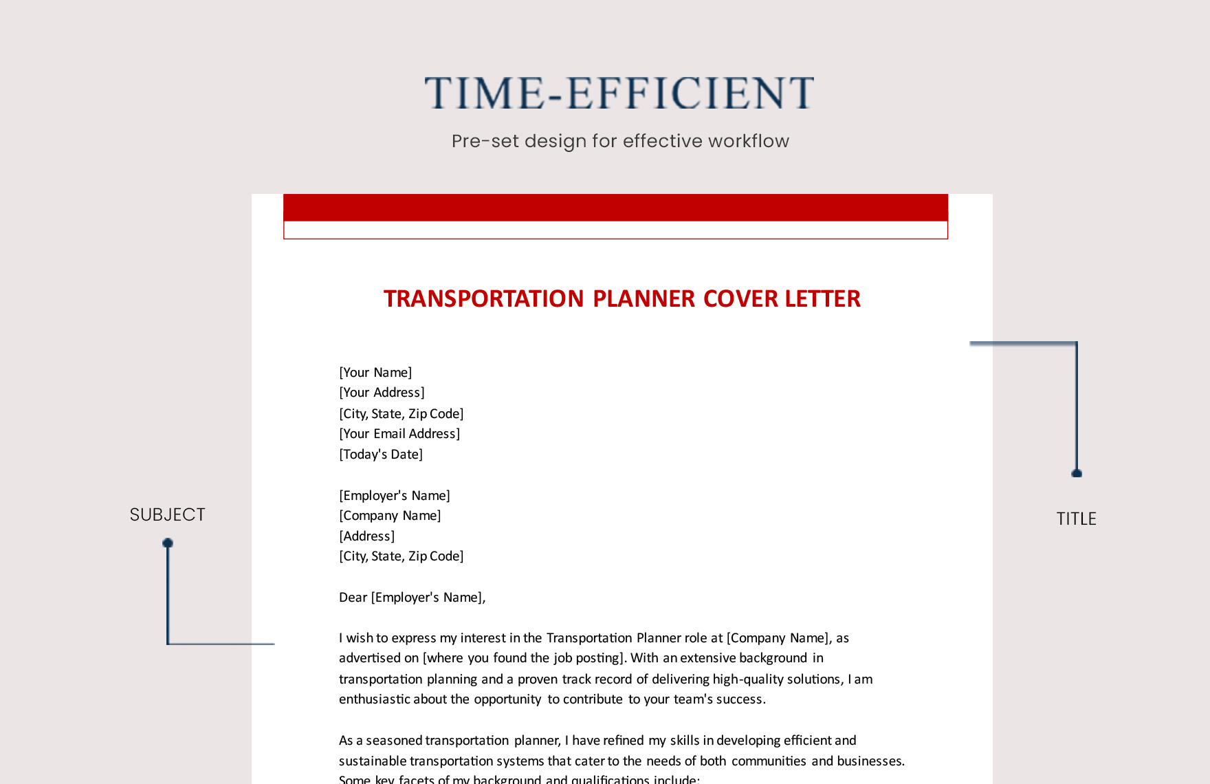 Transportation Planner Cover Letter
