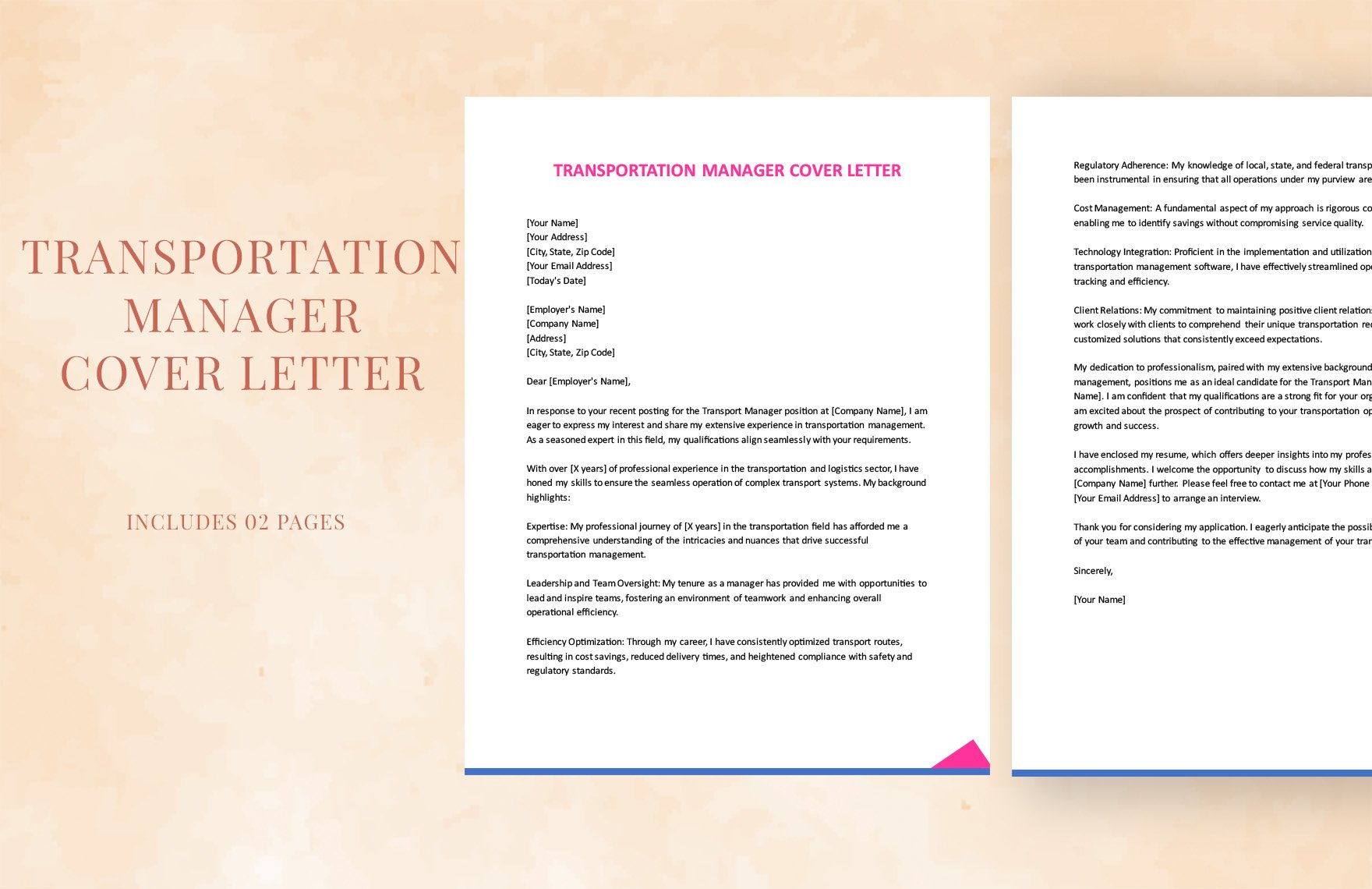 Transport Manager Cover Letter in Word, Google Docs, PDF