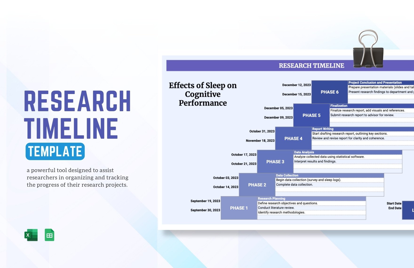 Research Timeline Template in Excel, Google Sheets