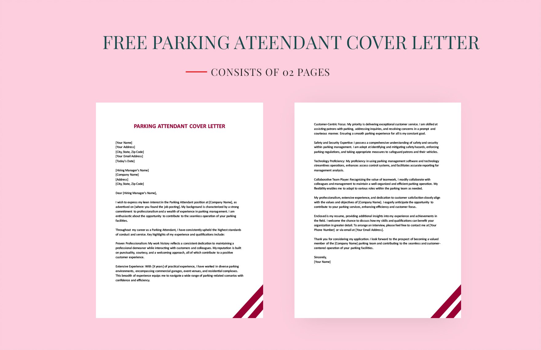 Parking Attendant Cover Letter in Word, Google Docs, PDF