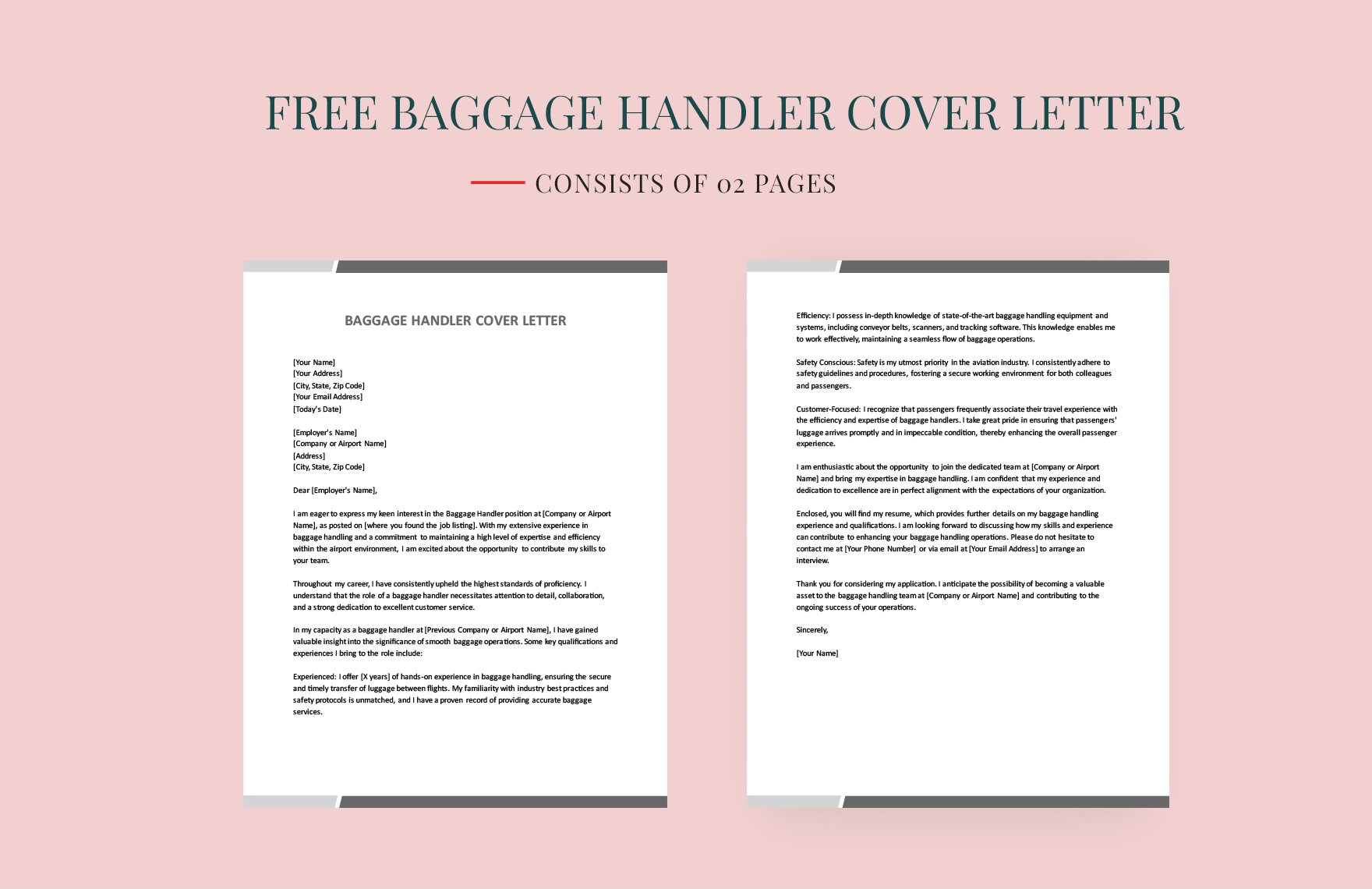 Baggage Handler Cover Letter in Word, Google Docs, PDF