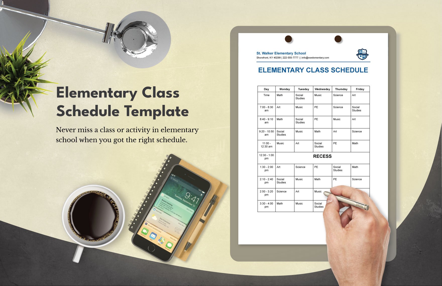 Elementary Class Schedule Template