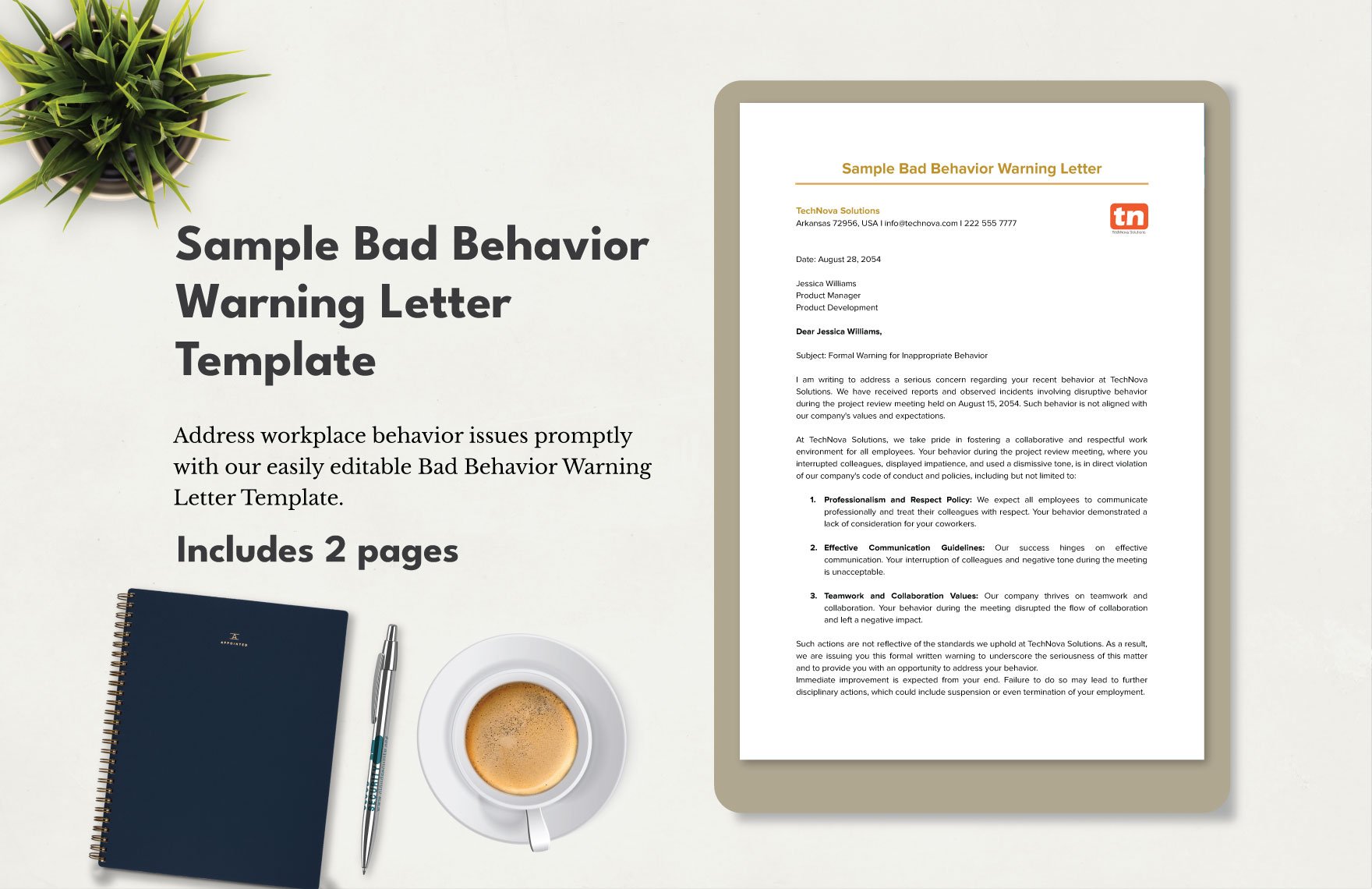 Sample Bad Behavior Warning Letter Template
