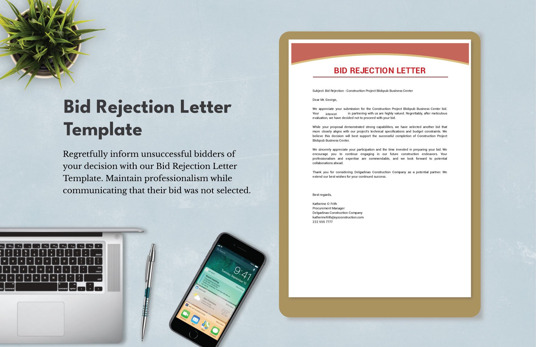 Bid Rejection Letter Template