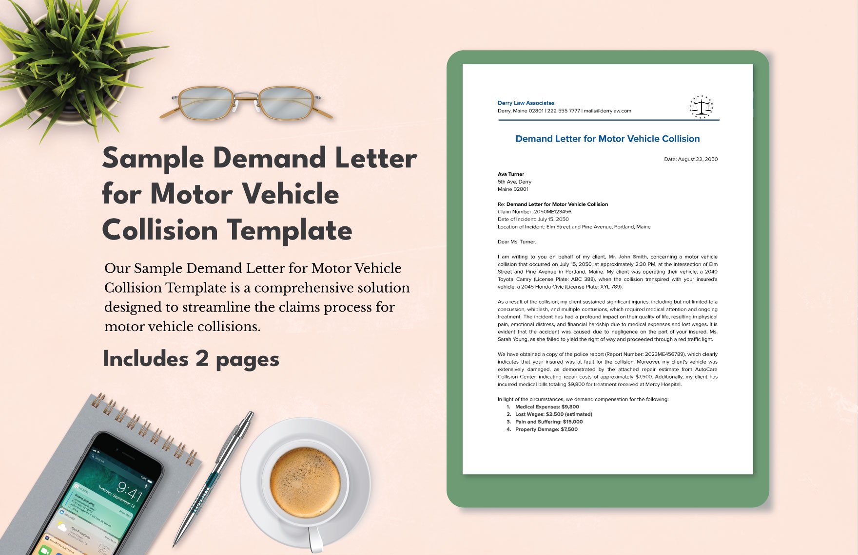 Sample Demand Letter for Motor Vehicle Collision Template