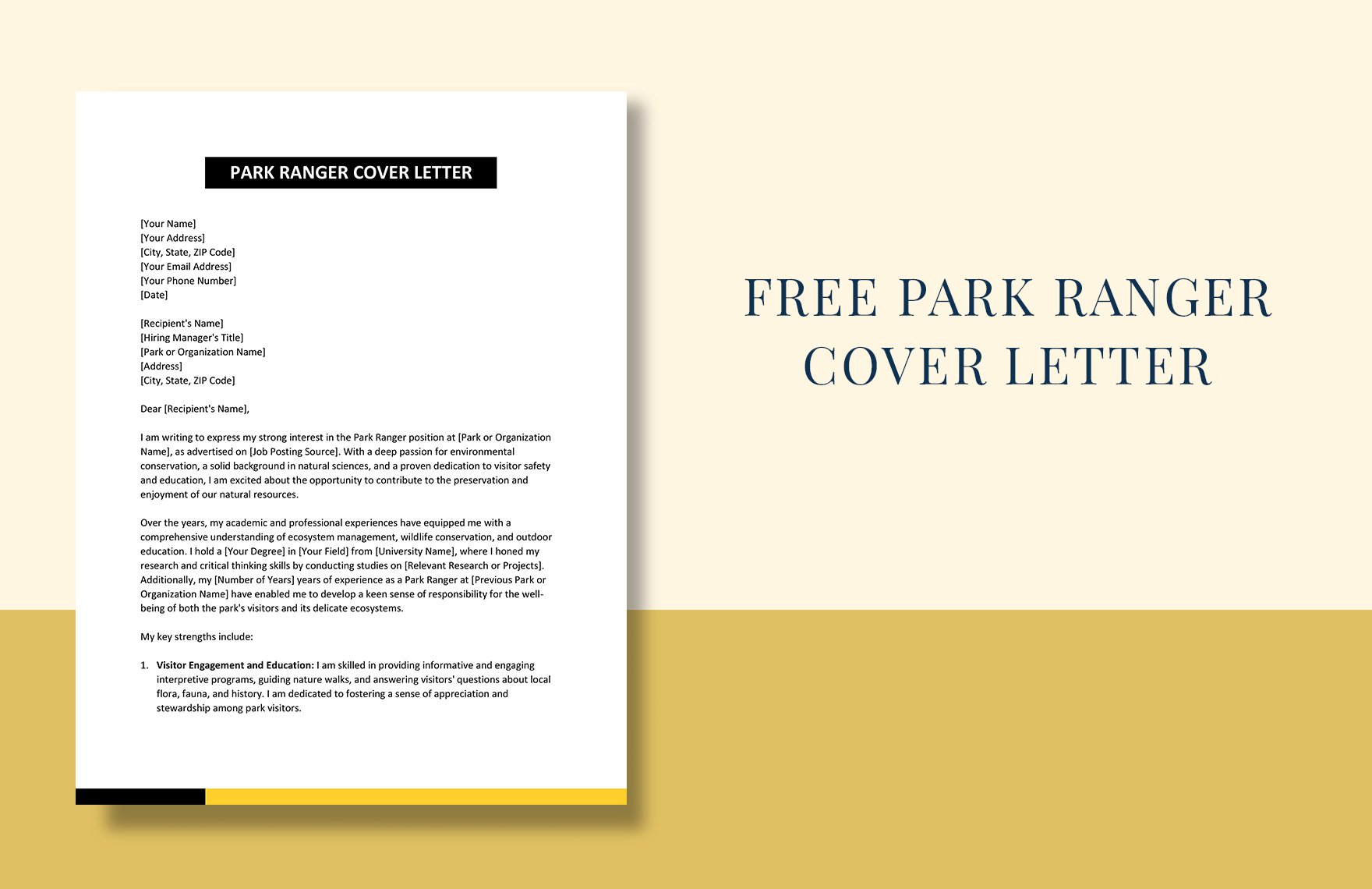 Park Ranger Cover Letter in Word, Google Docs, Apple Pages