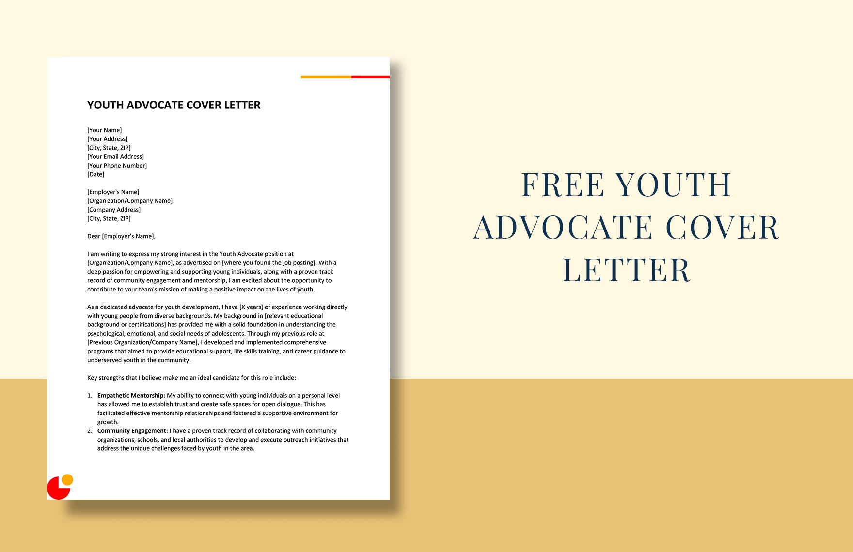 Youth Advocate Cover Letter in Word, Google Docs, Apple Pages
