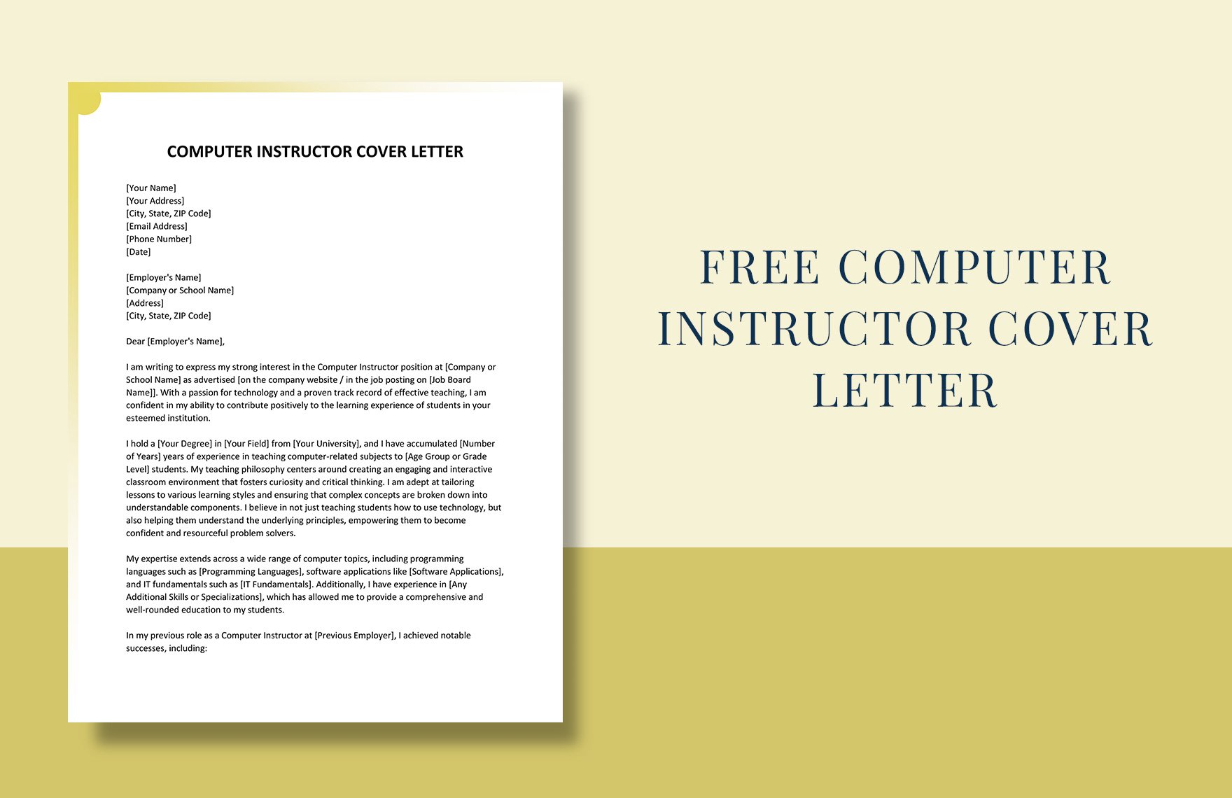 Computer Instructor Cover Letter