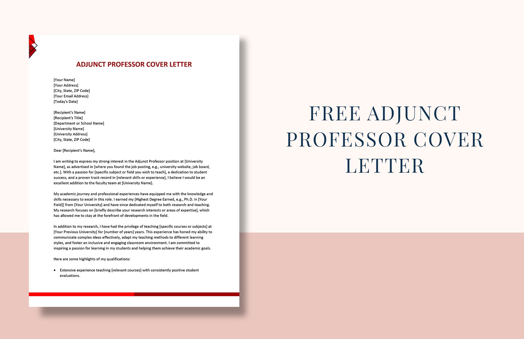 cover letter for adjunct professor template