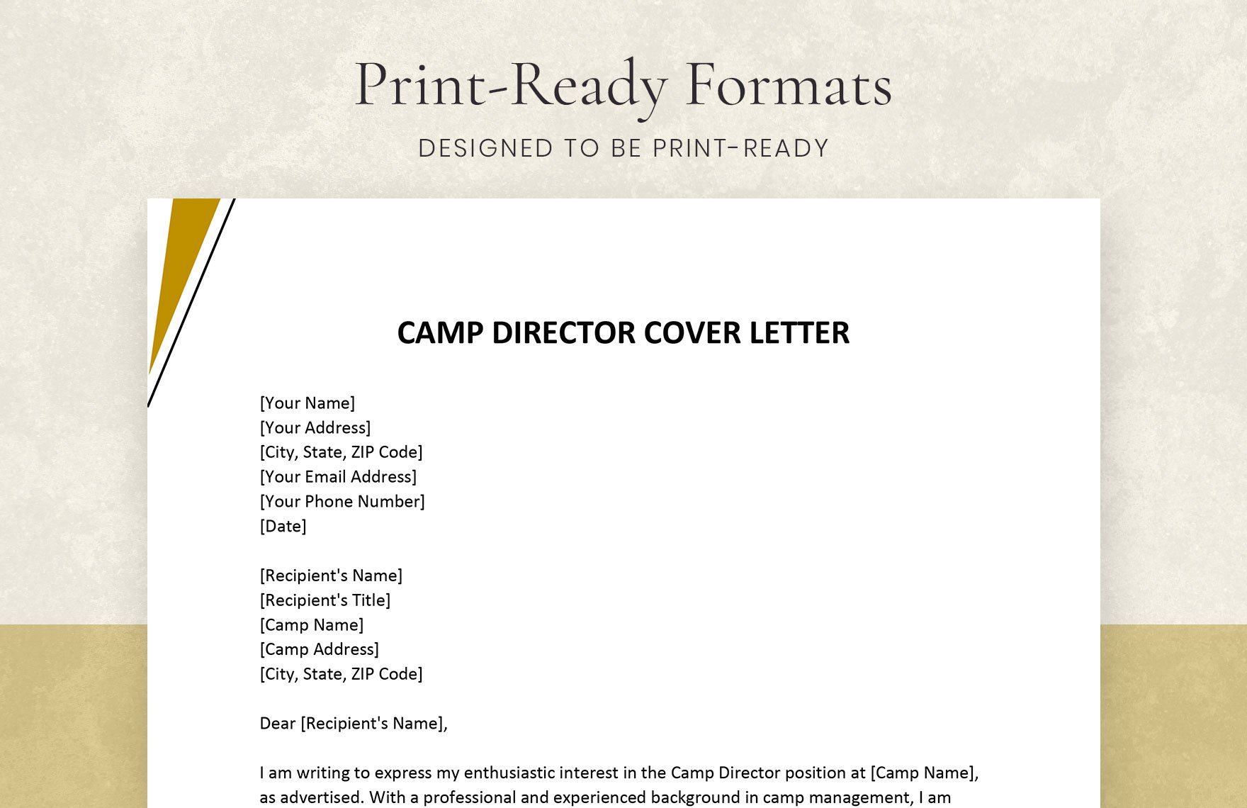 Camp Director Cover Letter