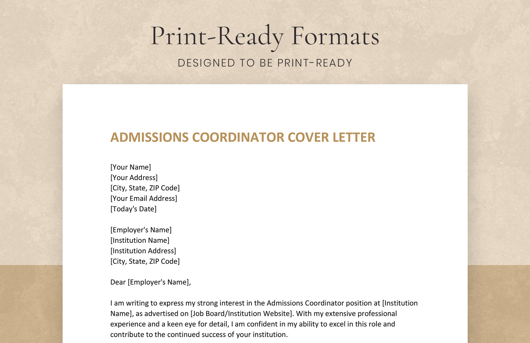 Admissions Coordinator Cover Letter