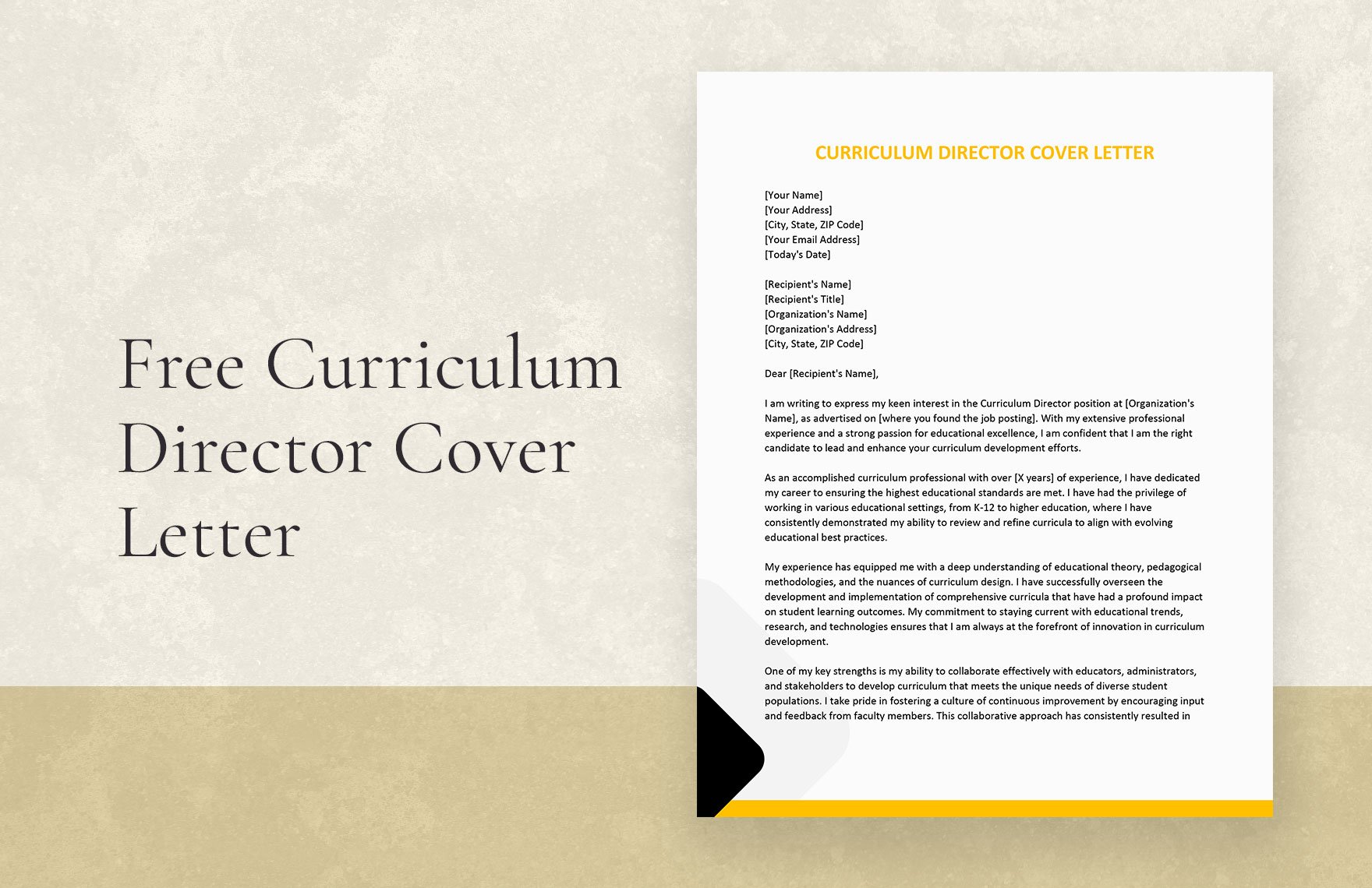 Curriculum Director Cover Letter