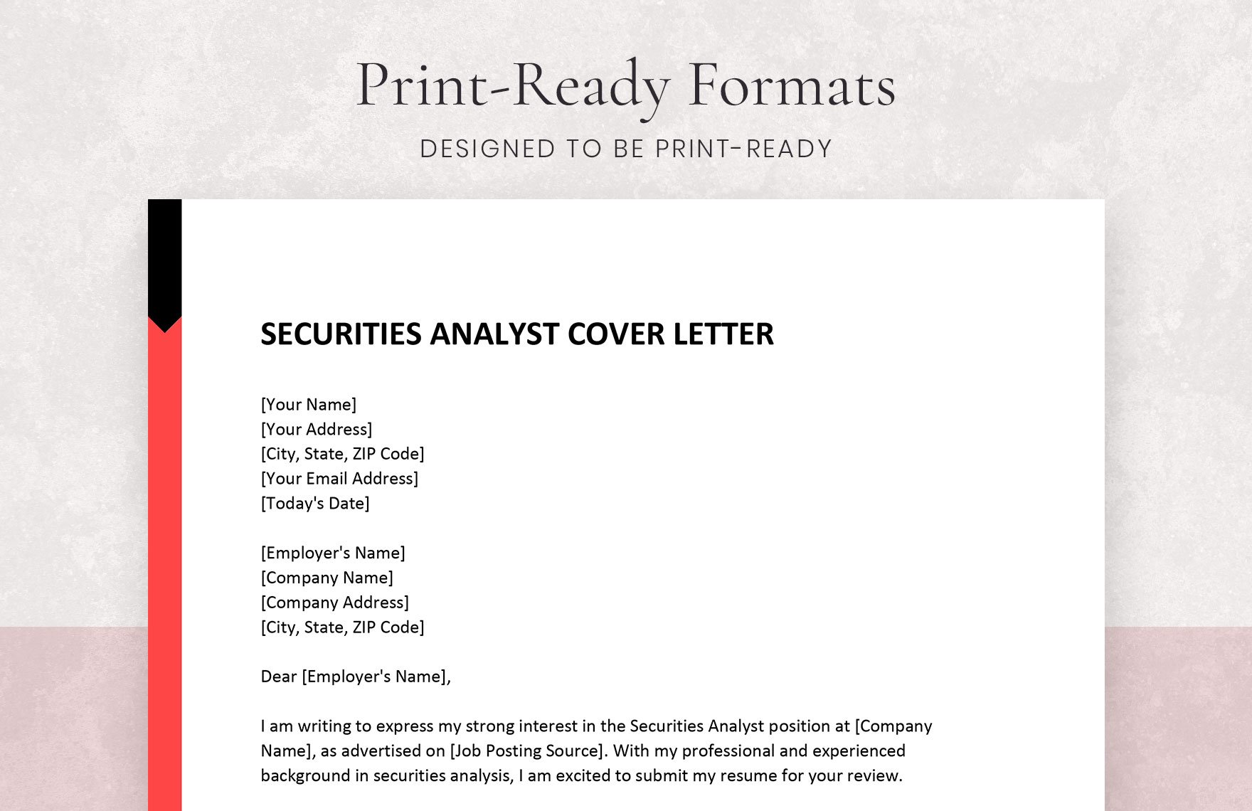 Securities Analyst Cover Letter