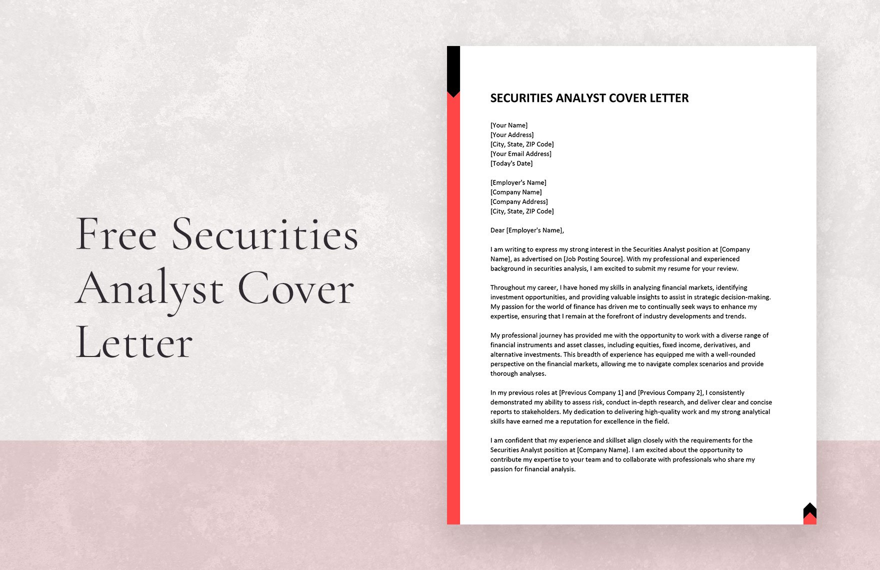 Free Securities Analyst Cover Letter in Word, Google Docs, Apple Pages