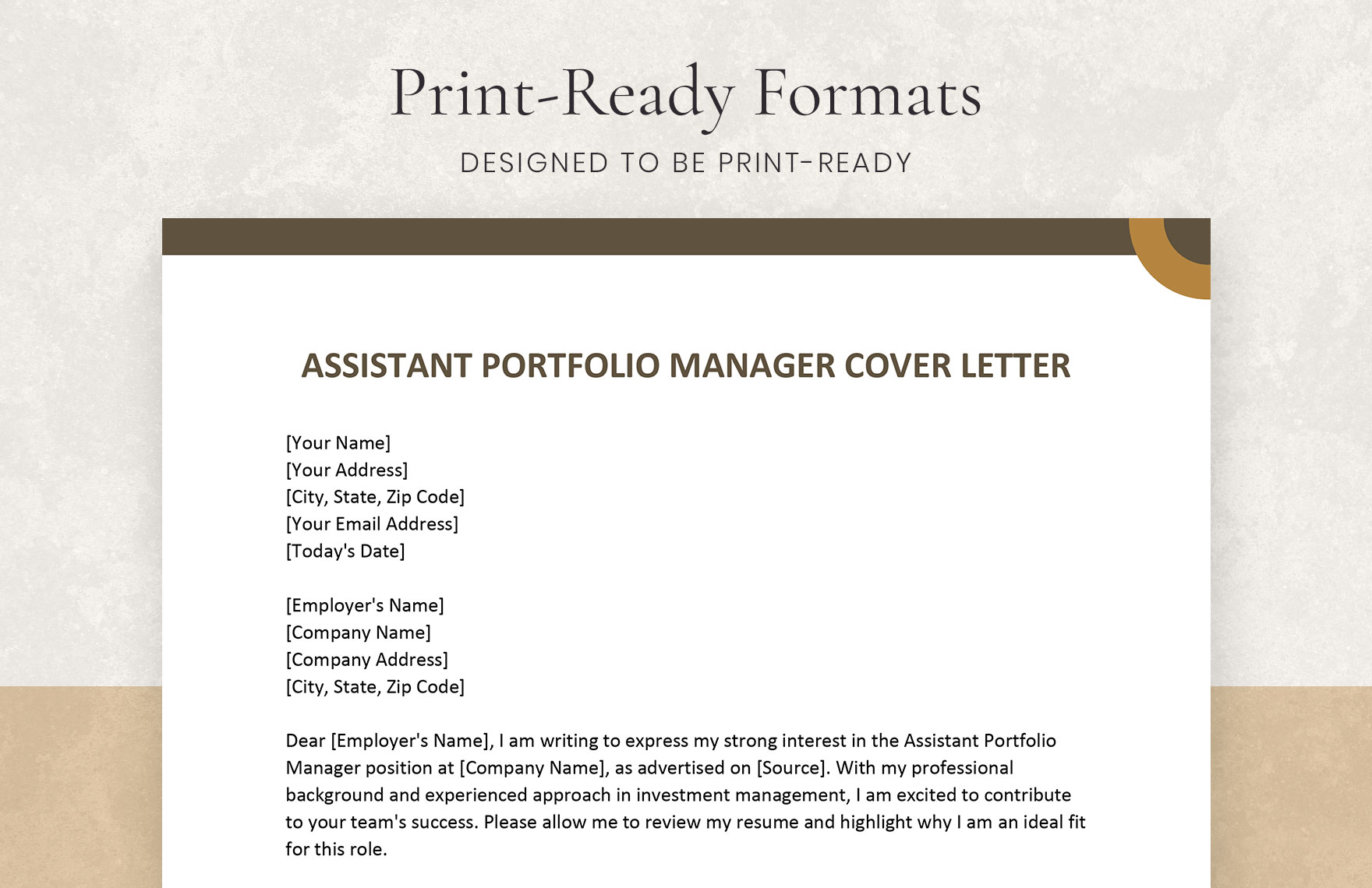 Assistant Portfolio Manager Cover Letter