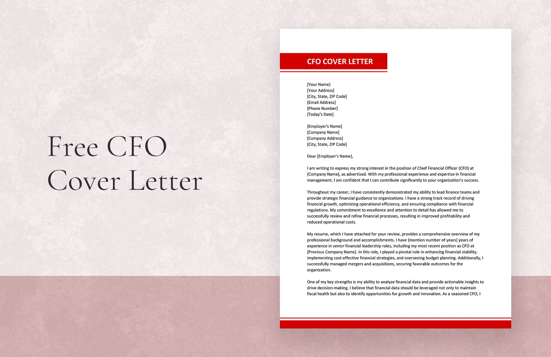 CFO Cover Letter in Word, Google Docs, Apple Pages