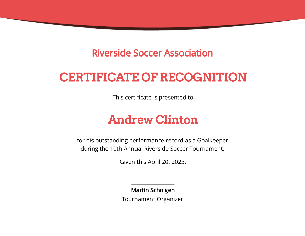 Modern Soccer Certificate Template