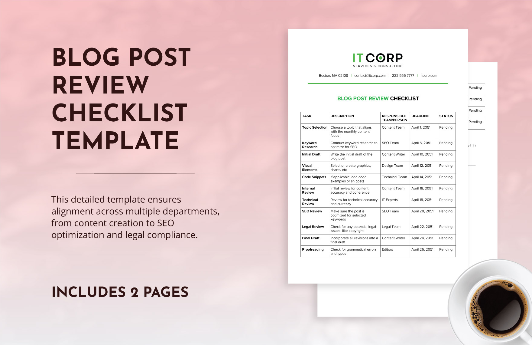 Blog Post Review Checklist Template in Word, PDF, Google Docs