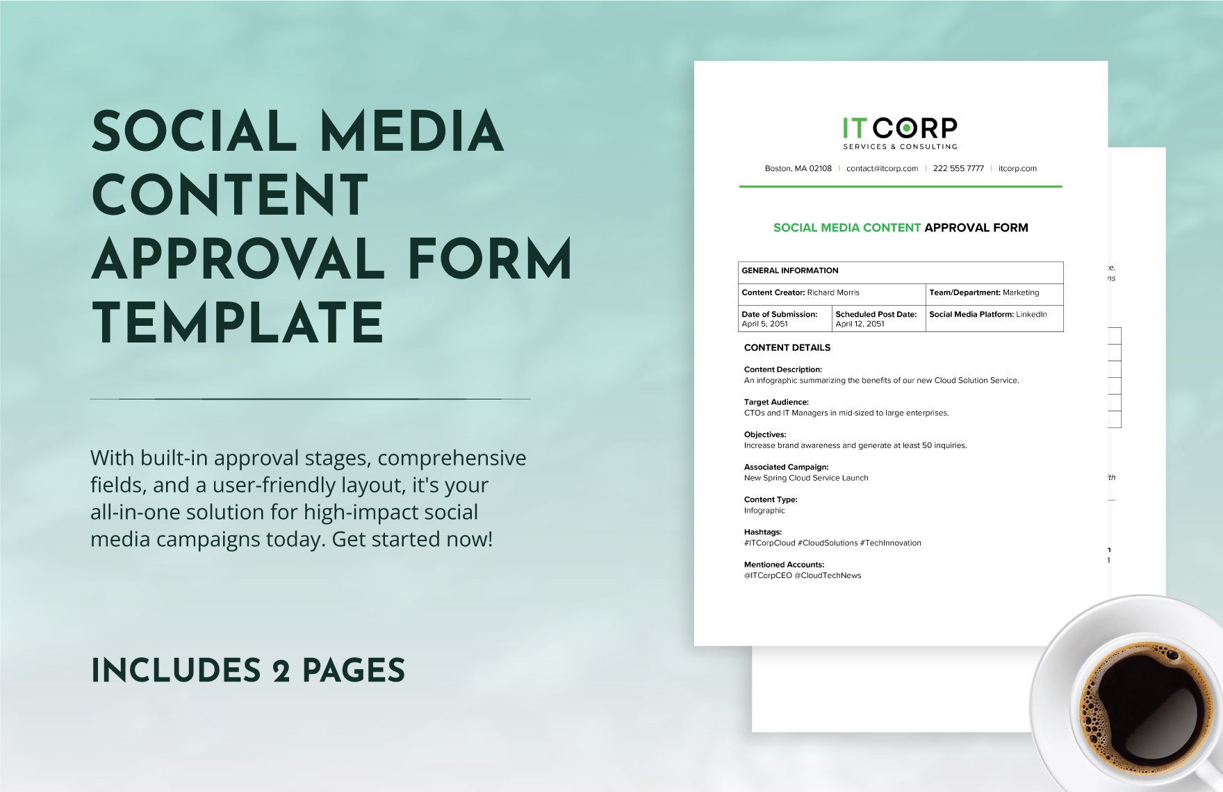 Social Media Content Approval Form Template in Word, Google Docs, PDF