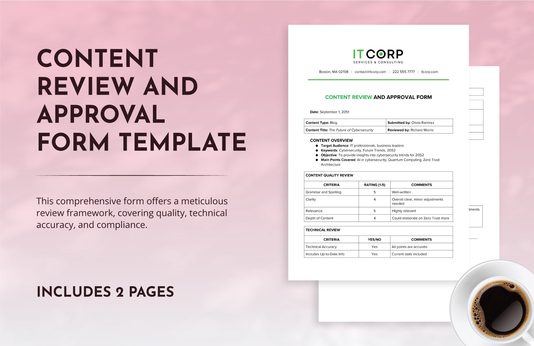 Content Review and Approval Form Template