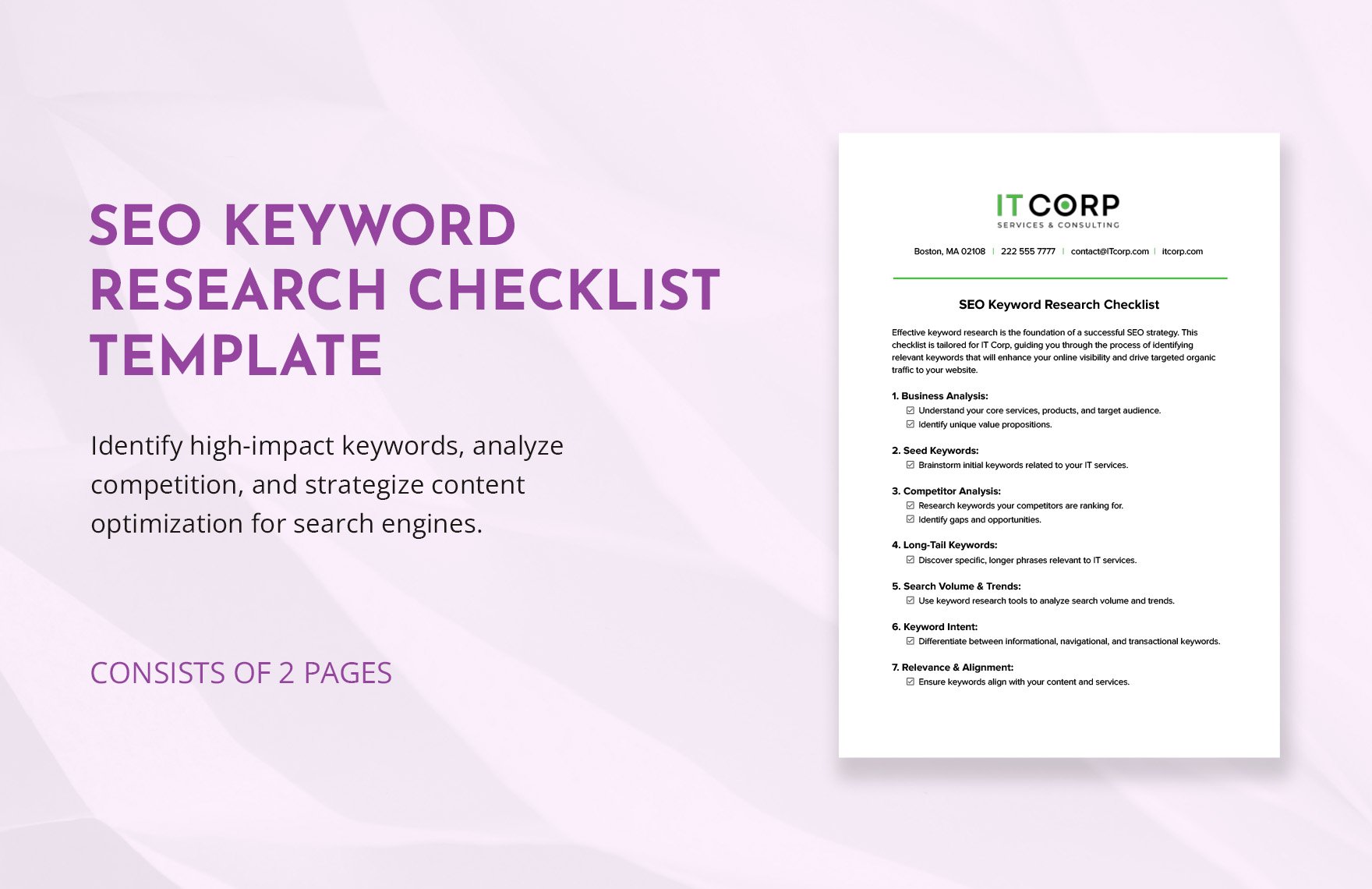 SEO Keyword Research Checklist Template