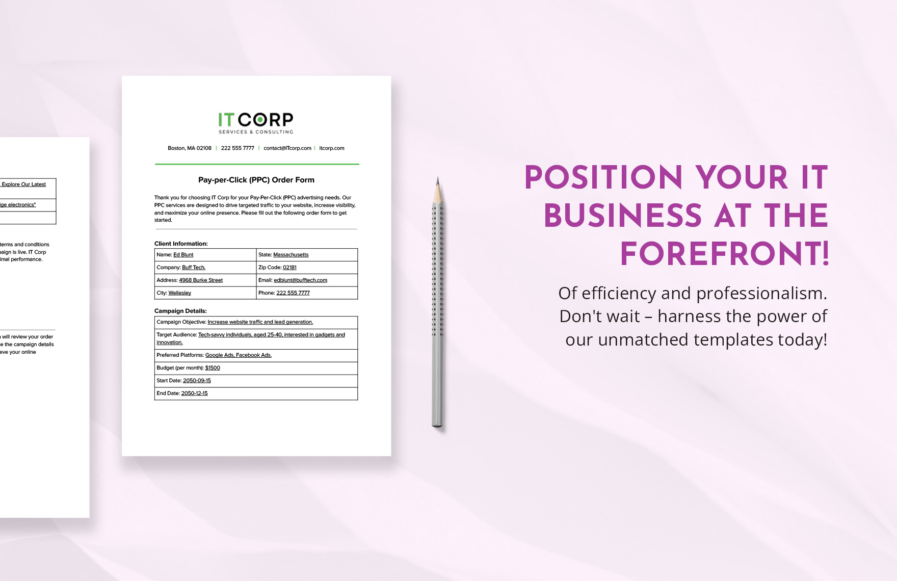 Pay-per-Click (PPC) Order Form Template