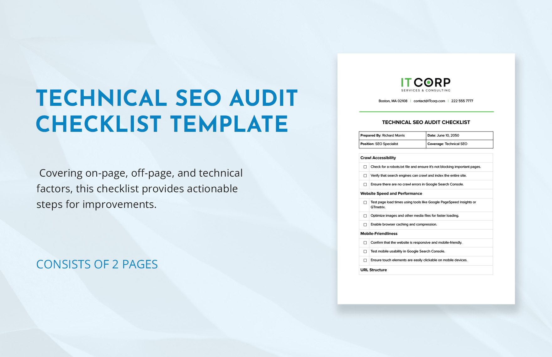 Technical SEO Audit Checklist Template