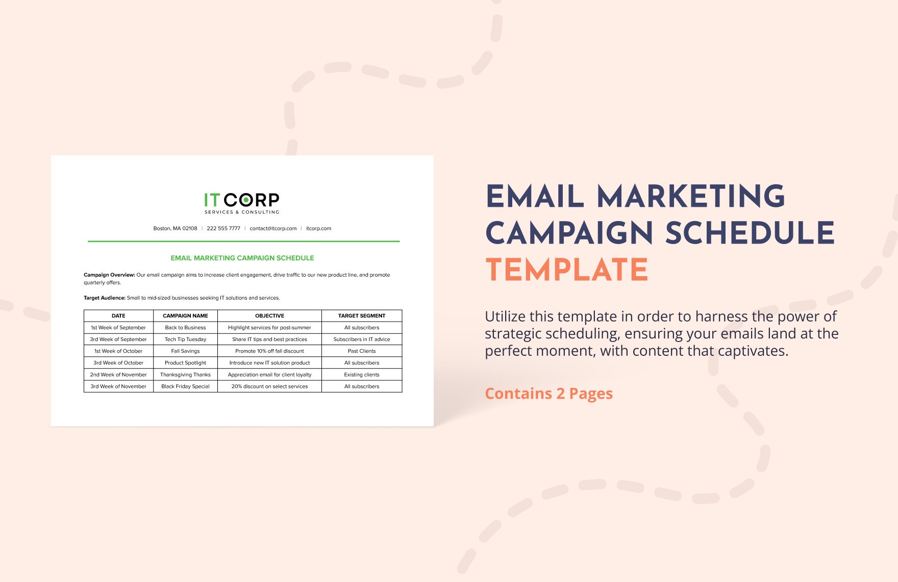 Email Marketing Campaign Schedule Template in Word, Google Docs, PDF