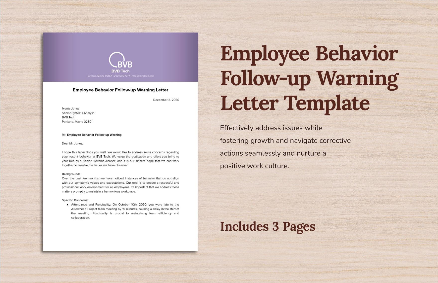 Employee Behavior Follow-up Warning Letter Template