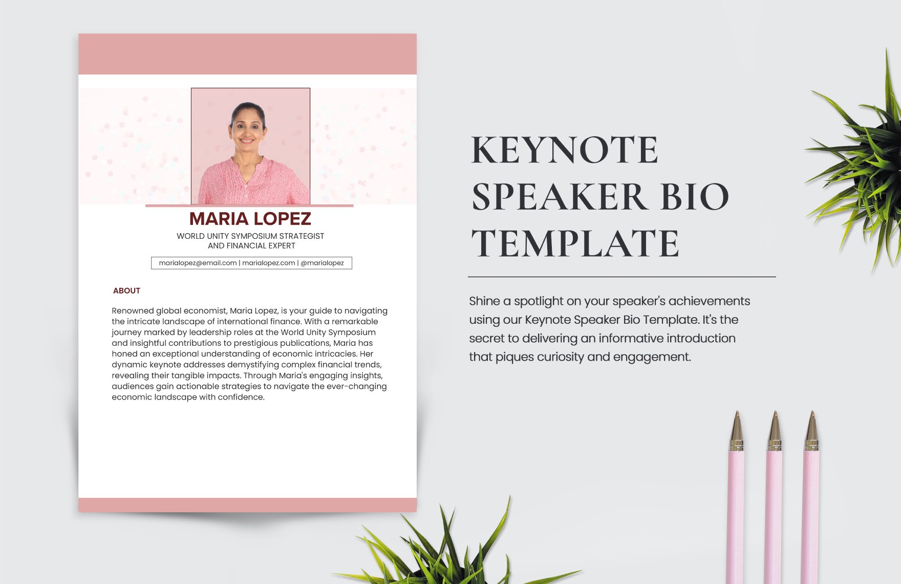 Keynote Speaker Bio Template in Word, Illustrator, PSD, PNG