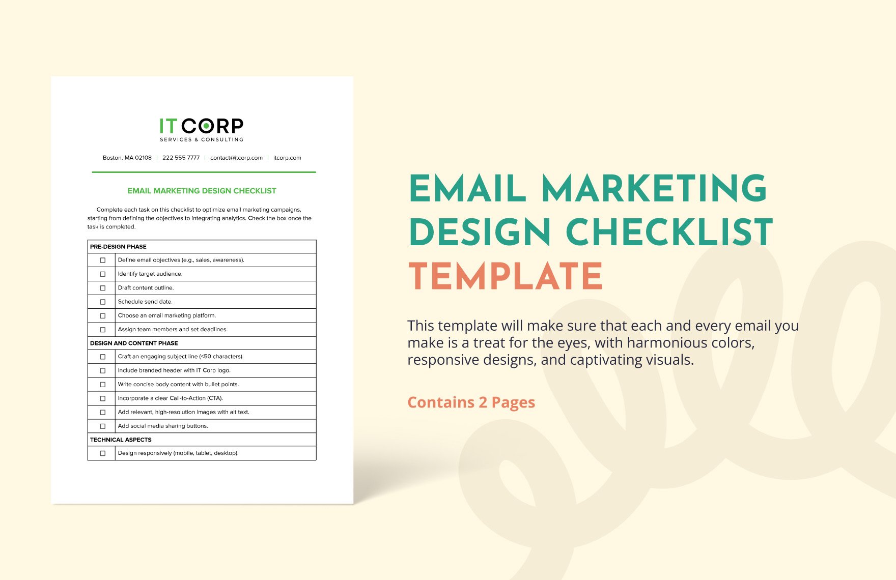 Email Marketing Design Checklist Template