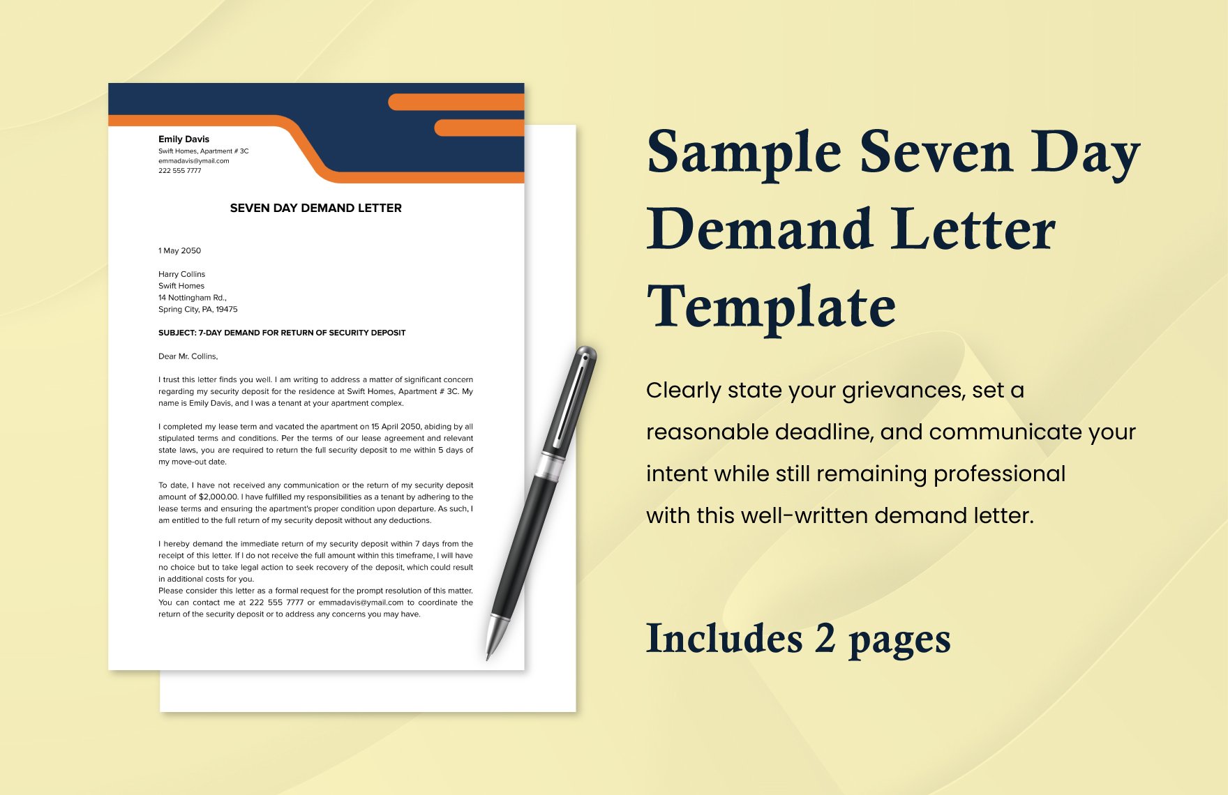 Sample Seven Day Demand Letter Template