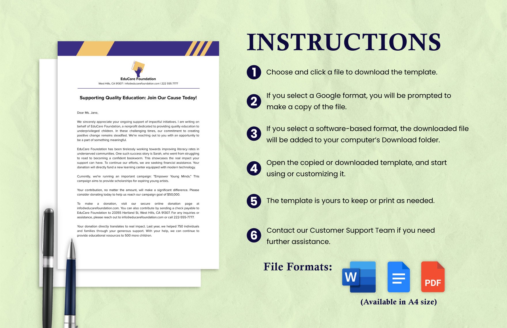 Financial Support Donation Request Email Letter Template