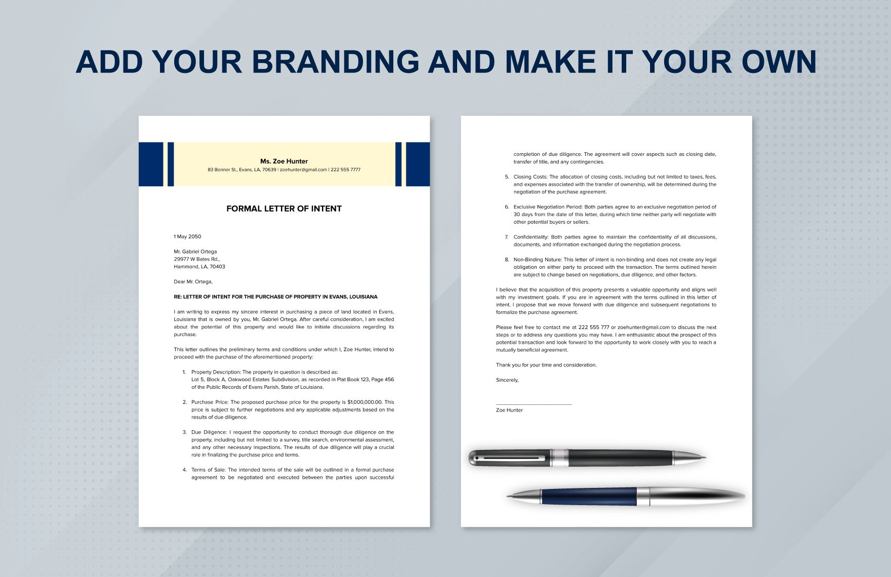 Formal Letter of Intent Template
