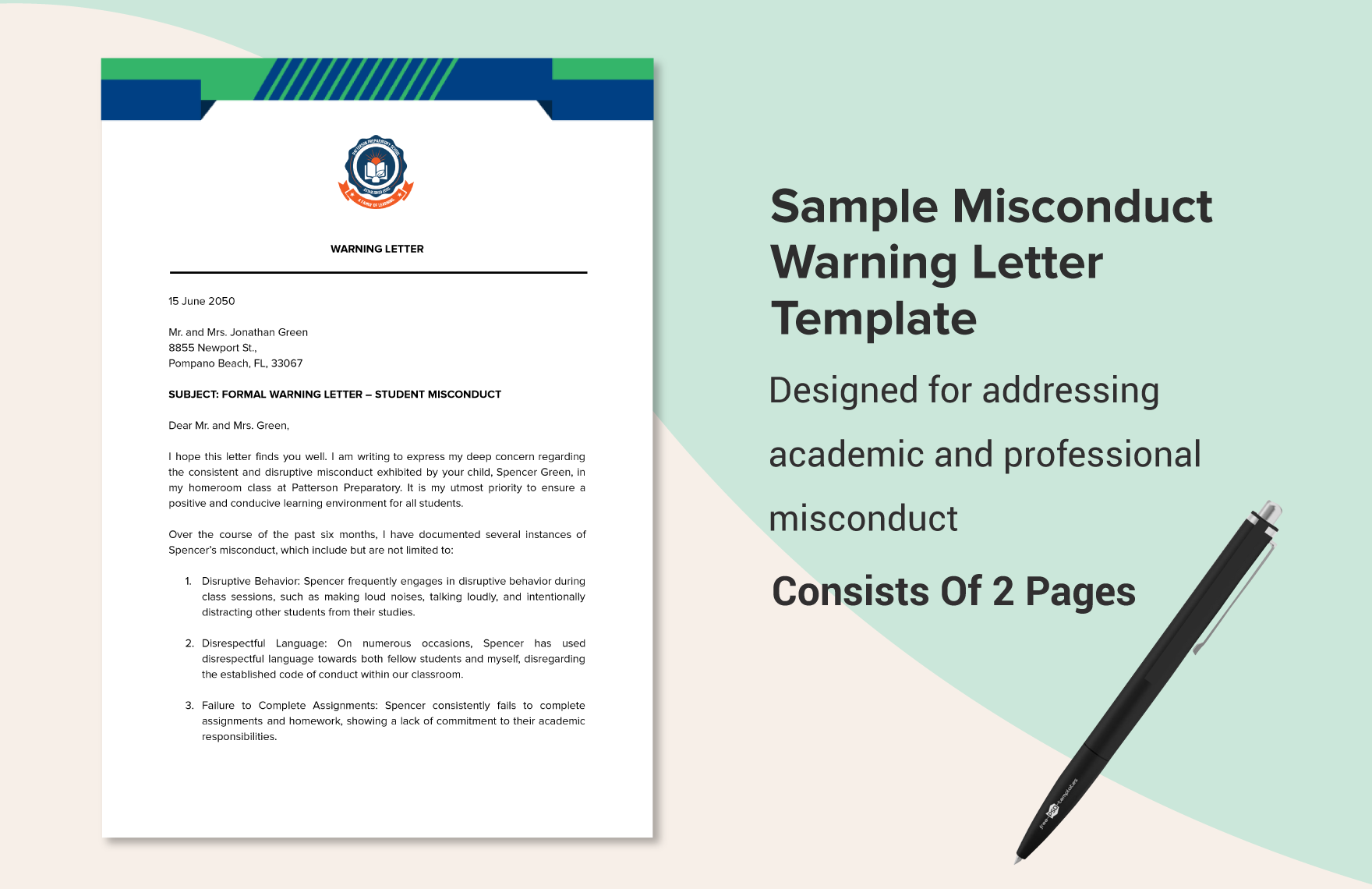 Sample Misconduct Warning Letter Template